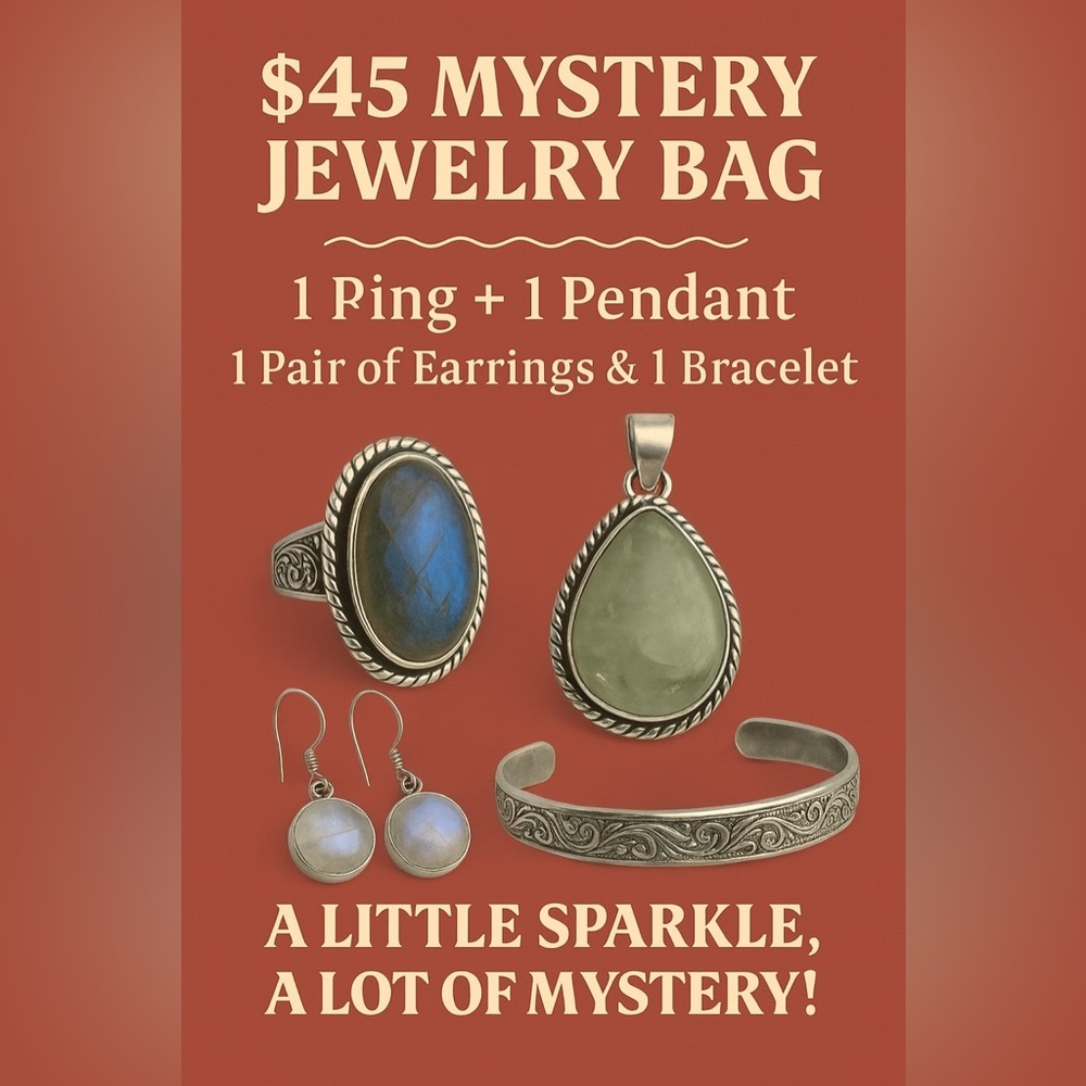 $45 Mystery Jewelry Bag – 925 Sterling Silver Ring Pendant Earrings Bracelet